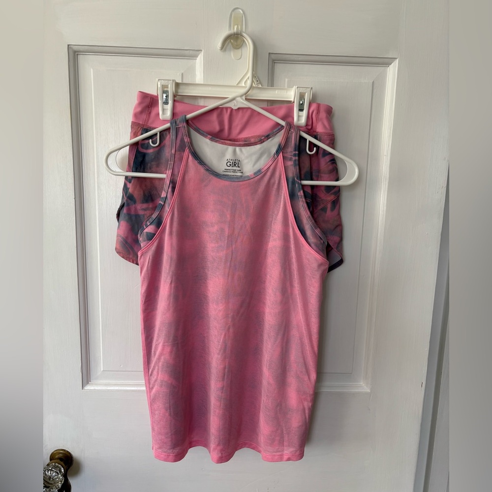 Athleta Girl Pink and Gray Kids Tank Top Set